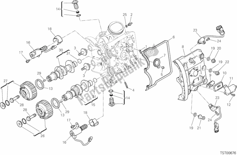 Tutte le parti per il Sistema Di Fasatura Testa Orizzontale del Ducati Multistrada 1260 Enduro Thailand 2020